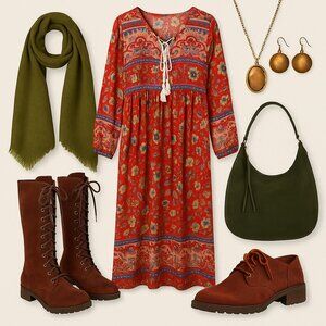 Vintage-Inspired Cottagecore Maxi Dress | Lightweight Rayon | Size XL